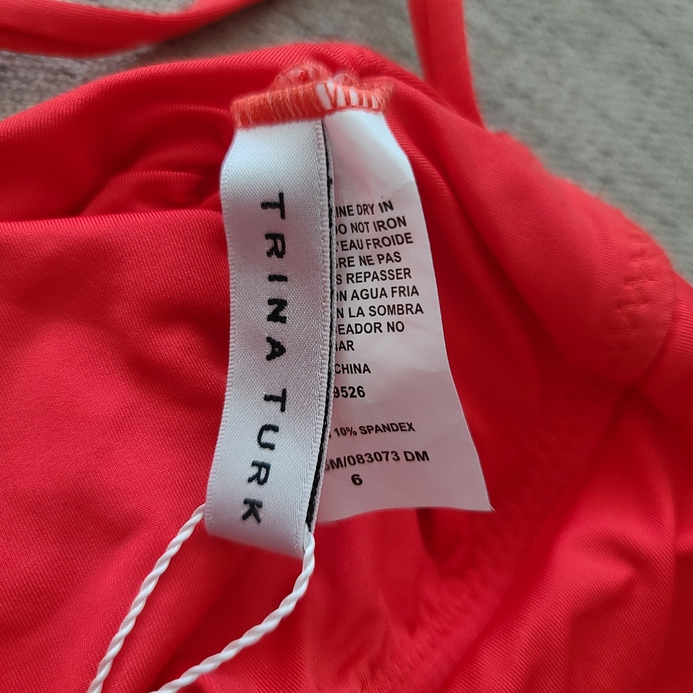 Trina Turk Monaco Twistback One Piece Swimsuit in Flame Sz 6 - Picture 5 of 11